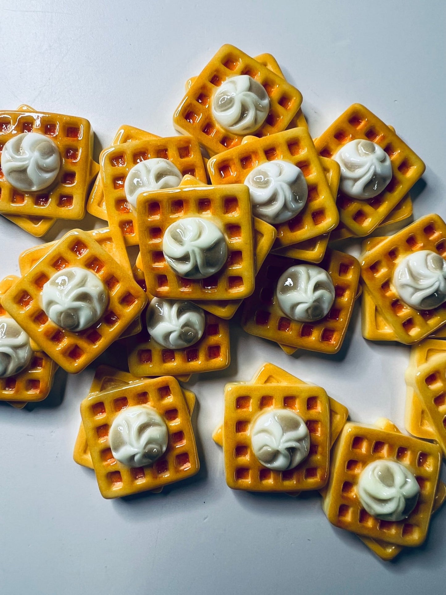 Miniature Waffle with Whipped Cream Food Minis Dollhouse Waffle Trinkets Speech Therapy Mini Objects - Speech and Smile