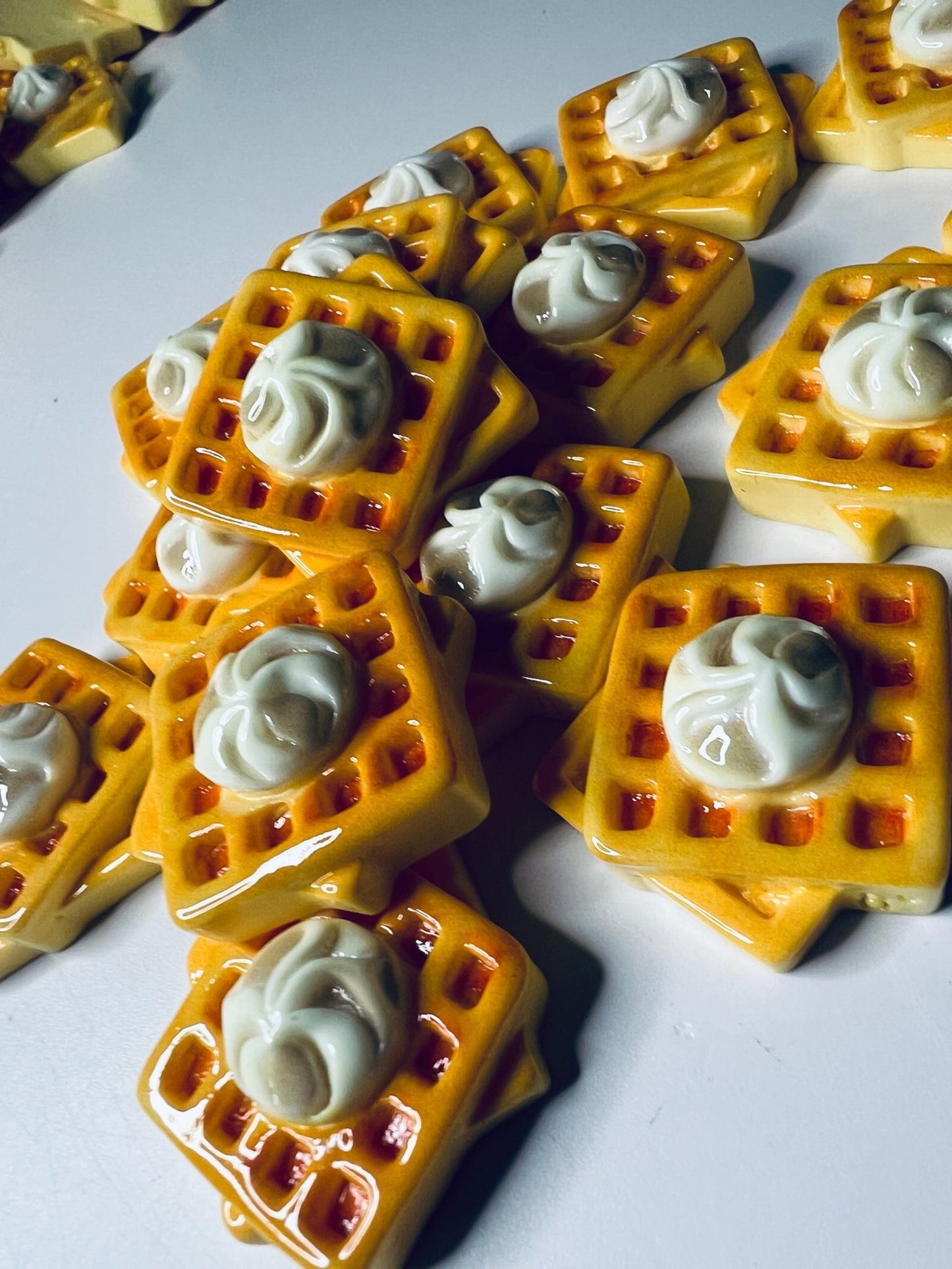 Miniature Waffle with Whipped Cream Food Minis Dollhouse Waffle Trinkets Speech Therapy Mini Objects - Speech and Smile