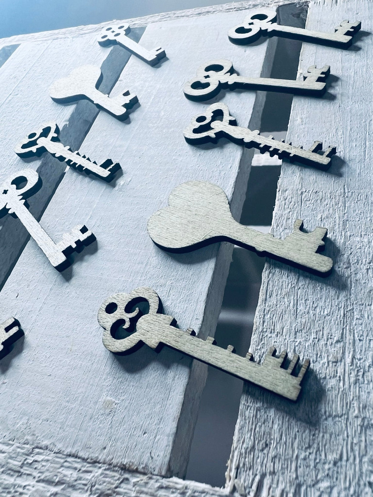 Wood Key Shape Miniature Wood Keys 10 in a set - Skeleton Key Objects Wood Cut Shapes ...