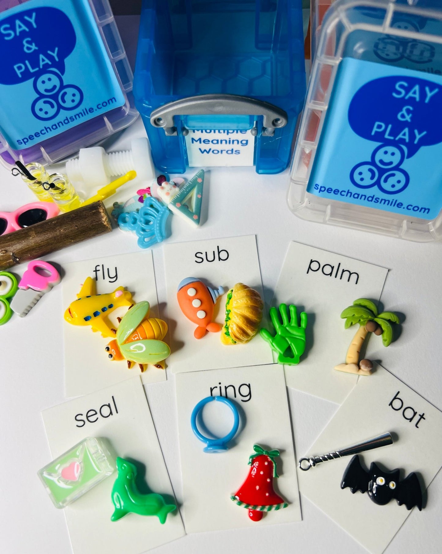 Multiple Meaning Word Mini Objects for Speech Therapy Semantics Activity Language Task Box - Speech and Smile