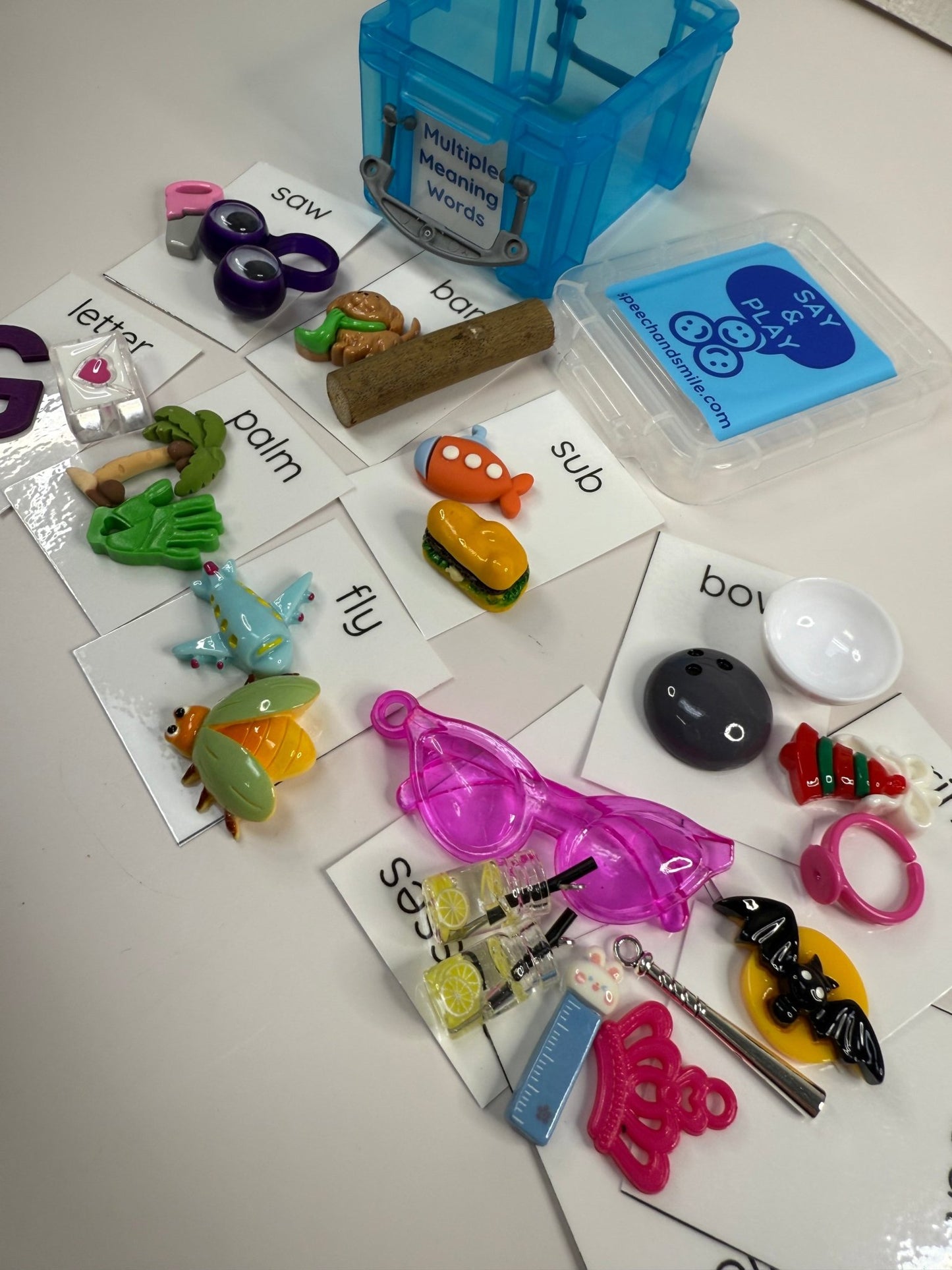 Multiple Meaning Word Mini Objects for Speech Therapy Semantics Activity Language Task Box - Speech and Smile