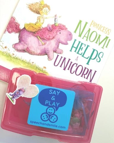 Naomi Helps a Unicorn | Unicorn Book & Mini Objects Kit - Speech and Smile