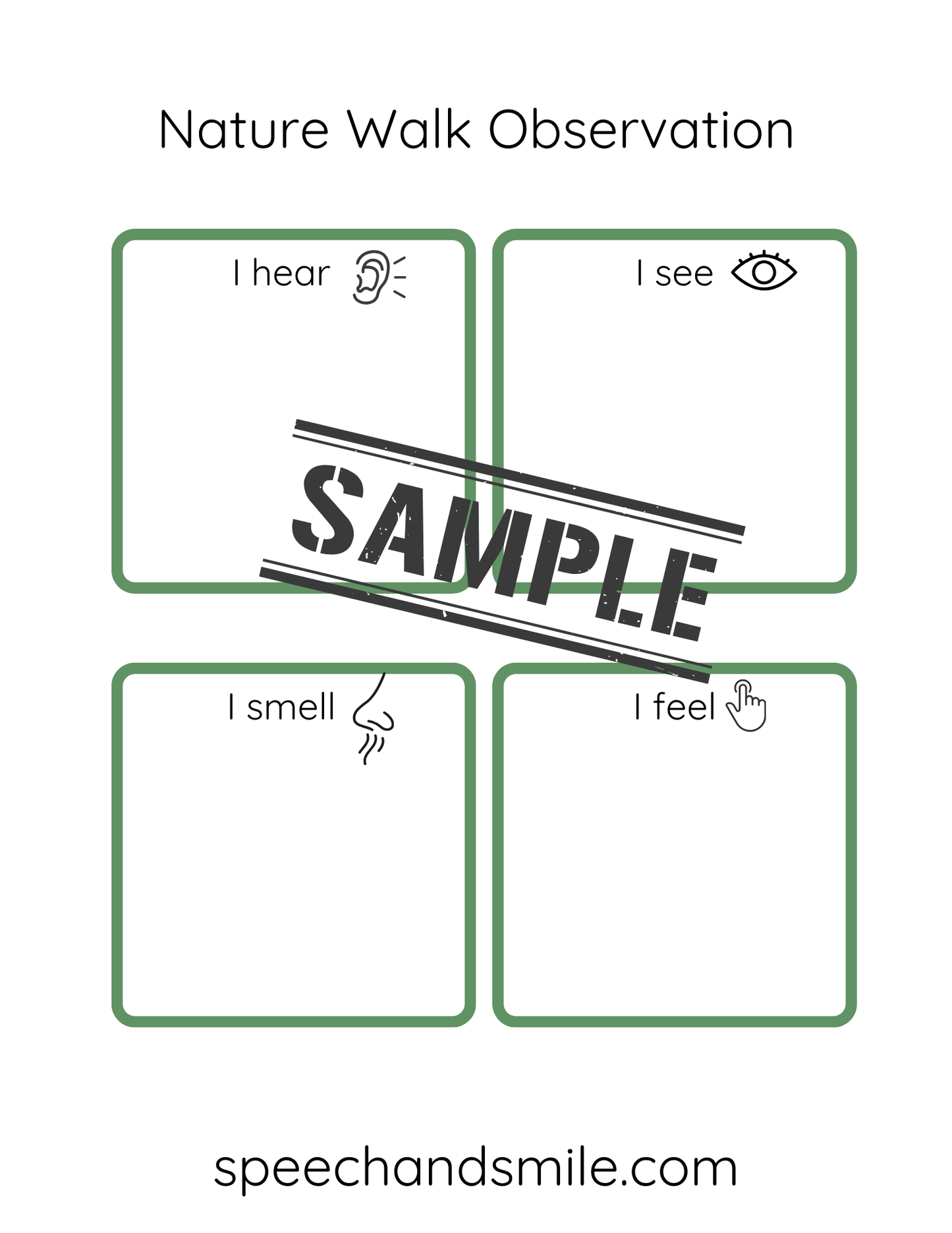 Nature Hunt Sorting Activity Worksheet PRINT & PLAY Nature Sorting Worksheet Printable I see I hear I see I feel Activity - Speech and Smile