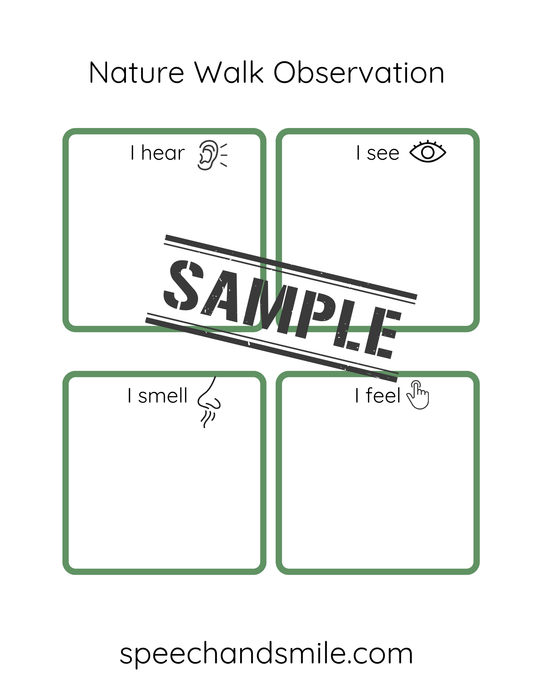 Nature Hunt Sorting Activity Worksheet PRINT & PLAY Nature Sorting Worksheet Printable I see I hear I see I feel Activity - Speech and Smile