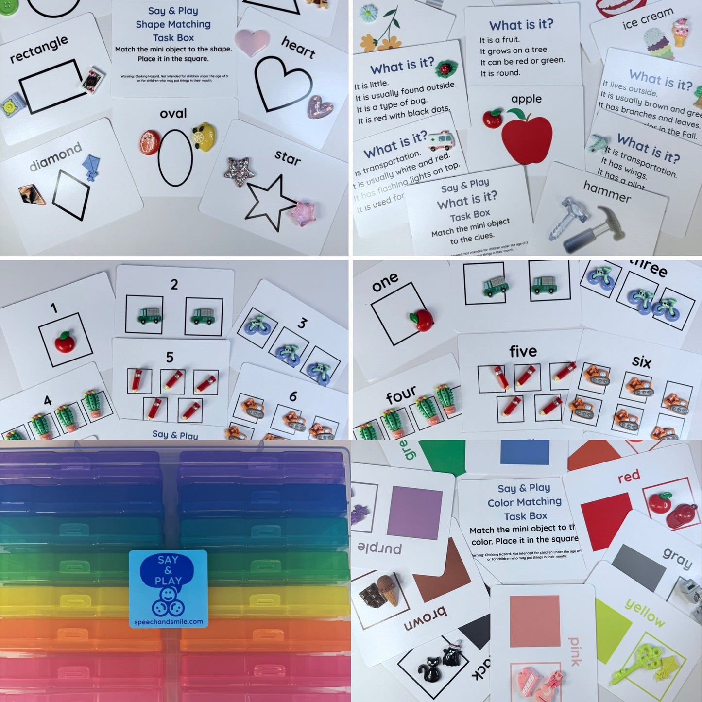 Preschool Activity Set with Mini Objects – 16 Learning Activities in Case – No Prep Educational Bundle Kindergarten - Speech and Smile