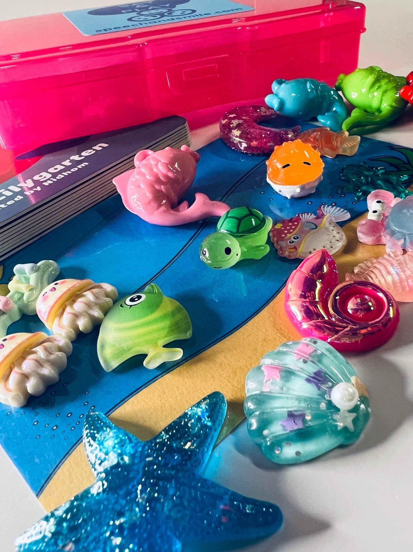 Preschool Story Kit Mini Objects for Fishy Fishy Book - INCLDUES BOOK - Speech Therapy Book - Ocean Book for Kids - Speech and Smile