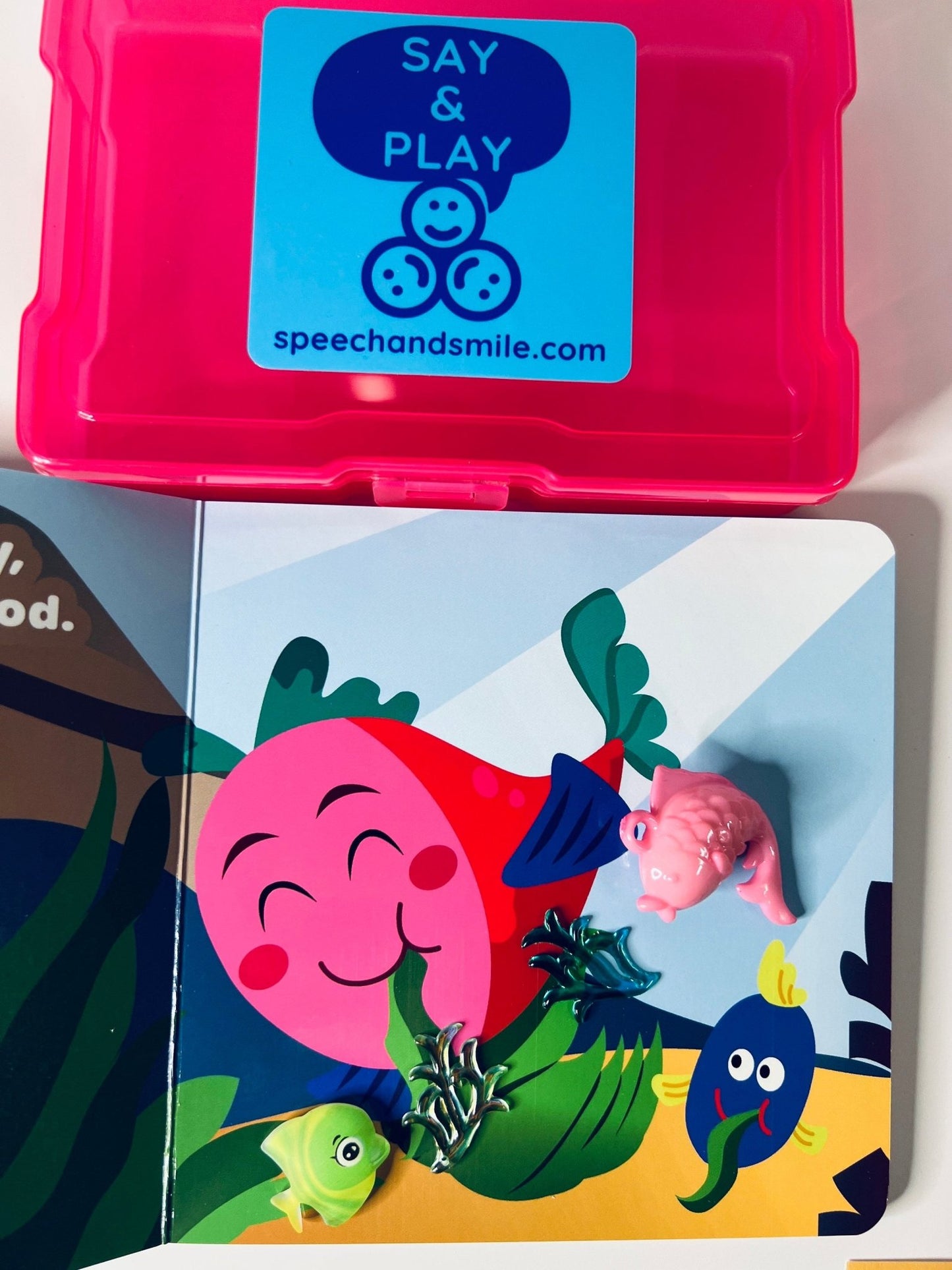 Preschool Story Kit Mini Objects for Fishy Fishy Book - INCLDUES BOOK - Speech Therapy Book - Ocean Book for Kids - Speech and Smile