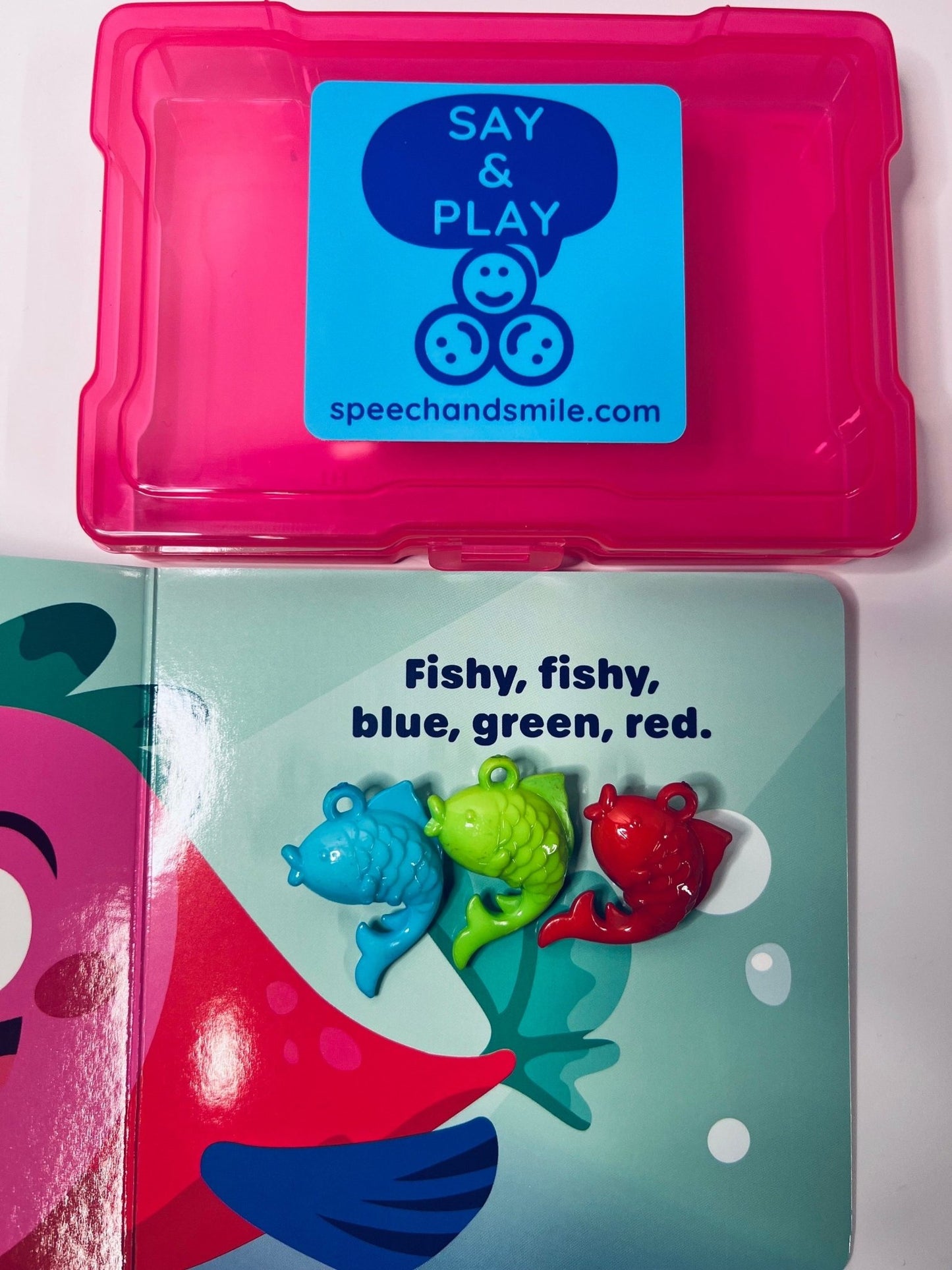 Preschool Story Kit Mini Objects for Fishy Fishy Book - INCLDUES BOOK - Speech Therapy Book - Ocean Book for Kids - Speech and Smile