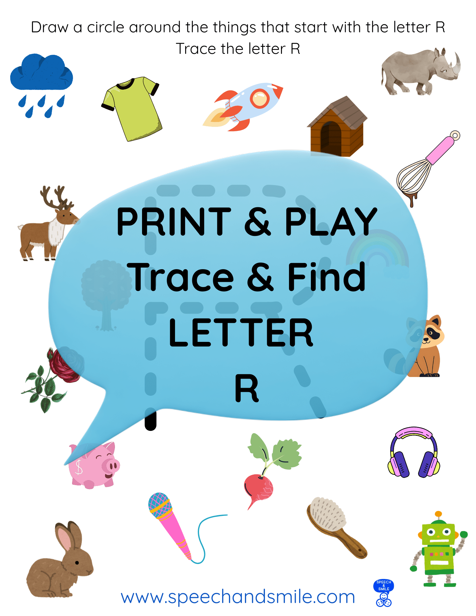 Print & Play Alphabet Worksheet - Letter R Activity Find and Circle Le ...