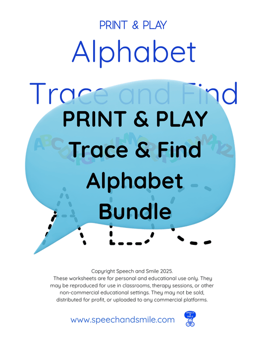 Print & Play Alphabet BUNDLE A - Z Worksheets Find and Circle Letter Sounds - Educational Printable Instant Download Homeschool Preschool - Speech and Smile