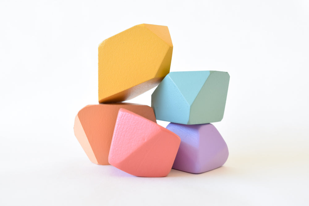Rainbow Rock Blocks Set Stacking Matte Rainbow | Set of 5