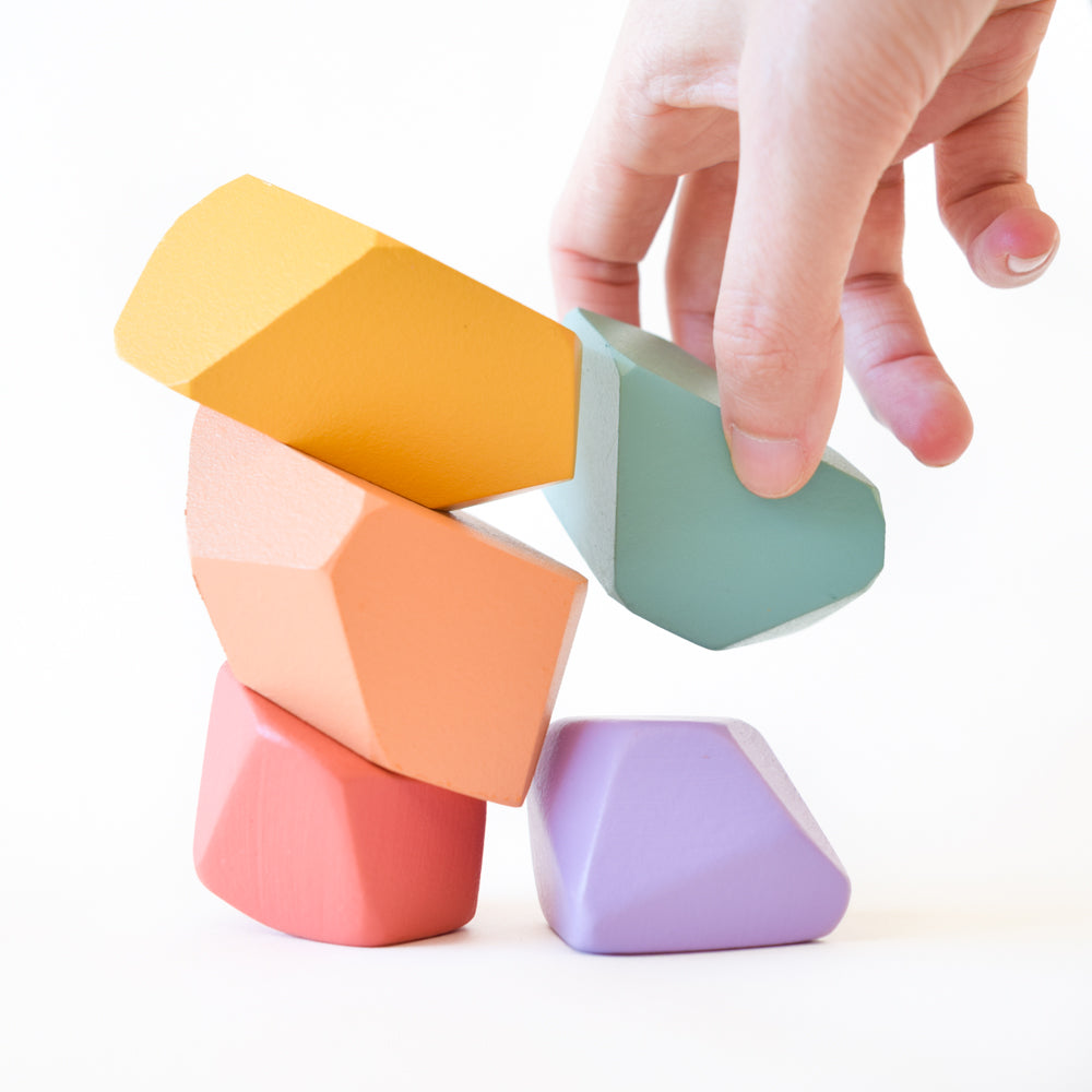 Rainbow Rock Blocks Set Stacking Matte Rainbow | Set of 5
