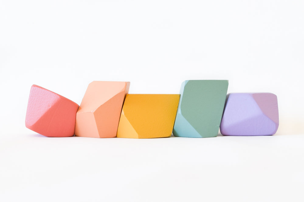 Rainbow Rock Blocks Set Stacking Matte Rainbow | Set of 5