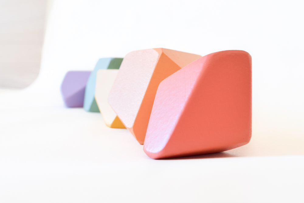 Rainbow Rock Blocks Set Stacking Matte Rainbow | Set of 5