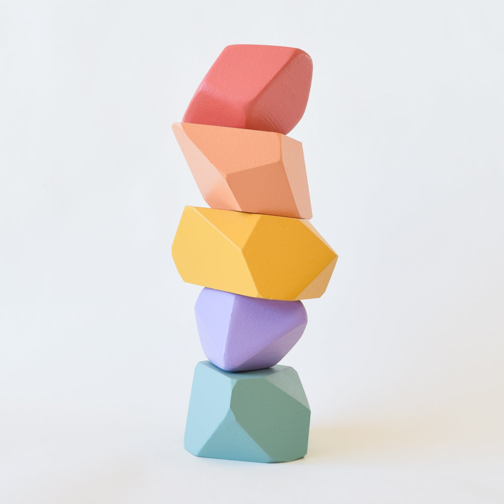 Rainbow Rock Blocks Set Stacking Matte Rainbow | Set of 5