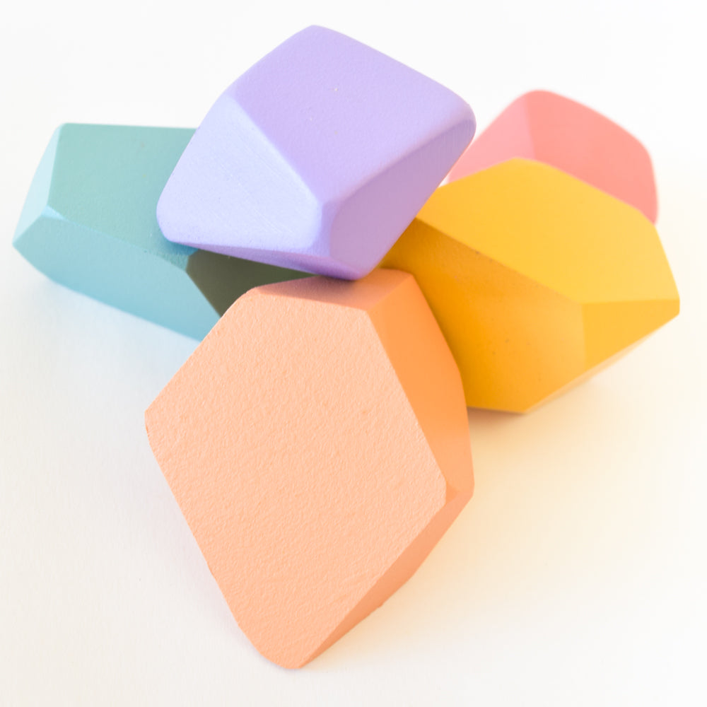 Rainbow Rock Blocks Set Stacking Matte Rainbow | Set of 5