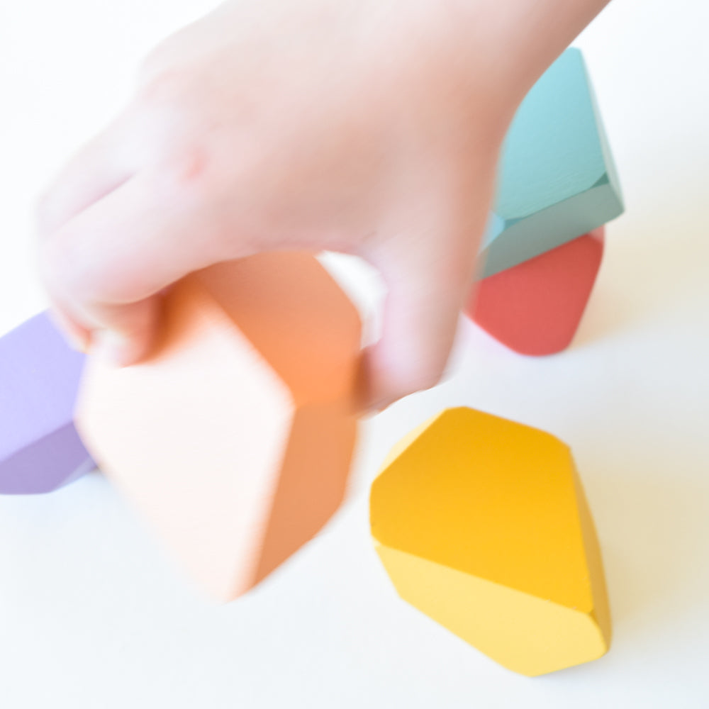 Rainbow Rock Blocks Set Stacking Matte Rainbow | Set of 5