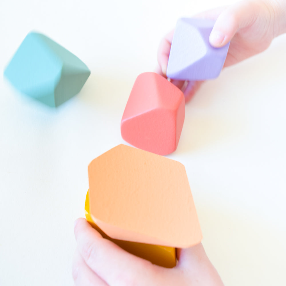 Rainbow Rock Blocks Set Stacking Matte Rainbow | Set of 5