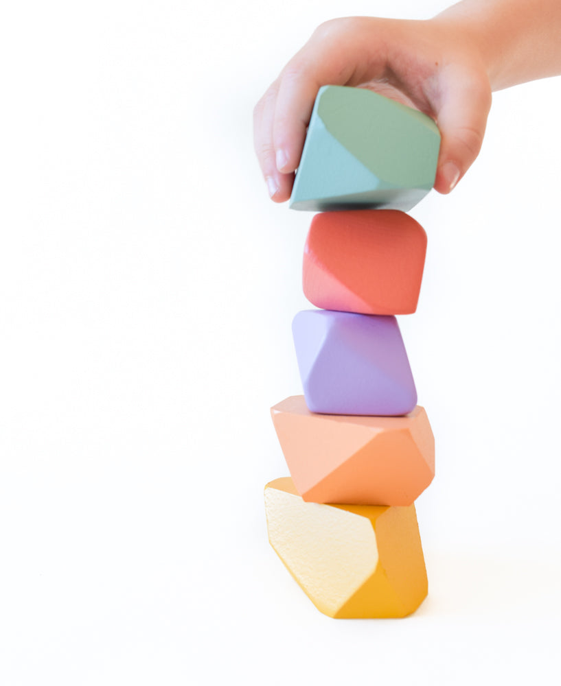 Rainbow Rock Blocks Set Stacking Matte Rainbow | Set of 5