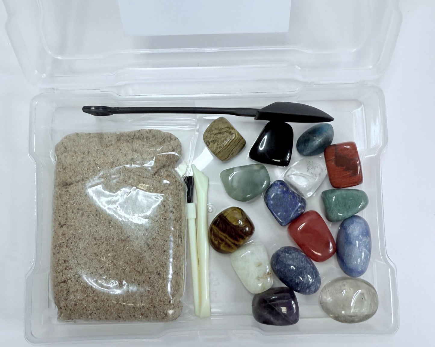 Rocks, Minerals & Gemstones Speech Therapy Kit | 20 Stones + Kinetic Sand + Print & Play Activities | Geology Sensory Task Box - Speech and Smile