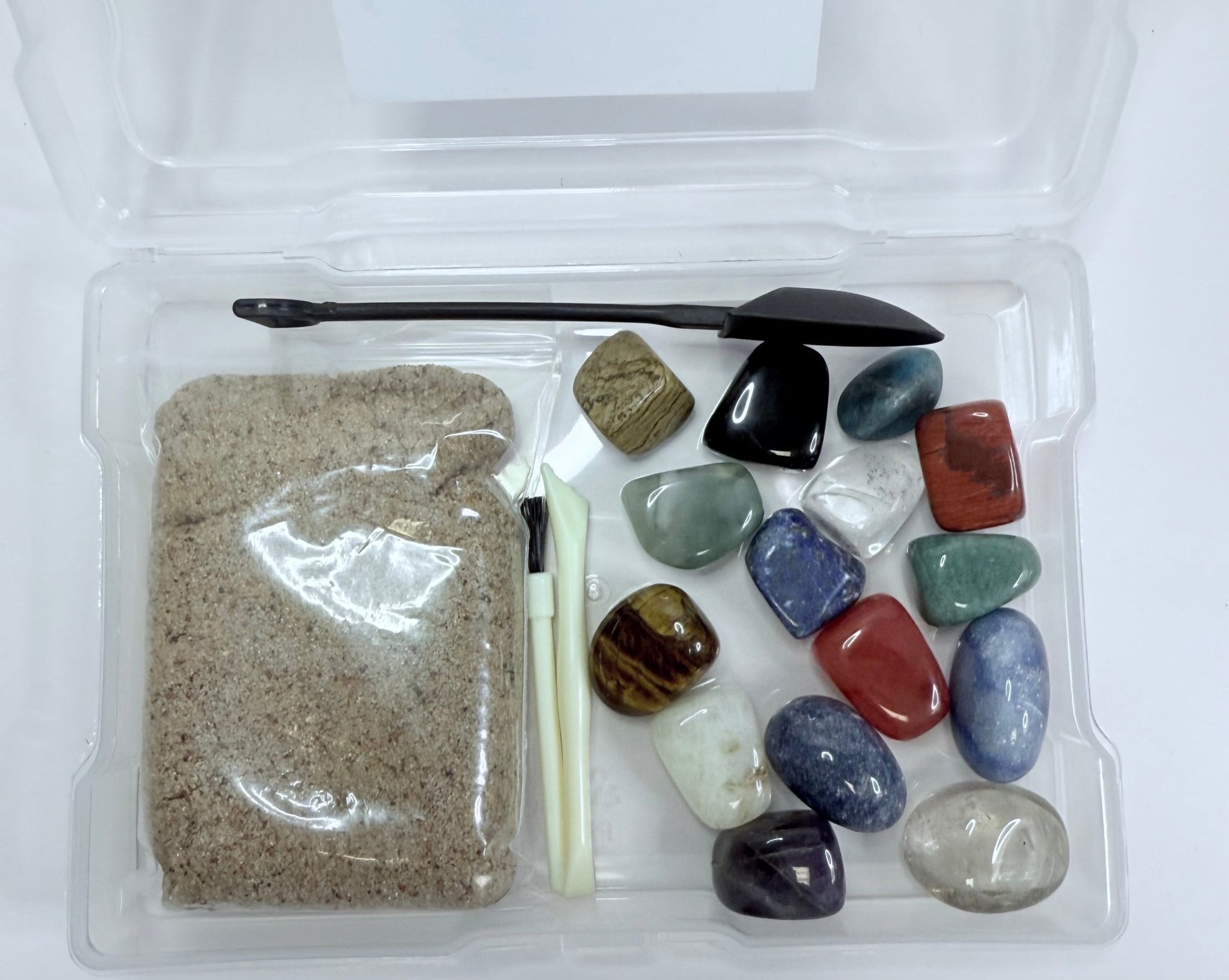 Rocks, Minerals & Gemstones Speech Therapy Kit | 20 Stones + Kinetic Sand + Print & Play Activities | Geology Sensory Task Box - Speech and Smile