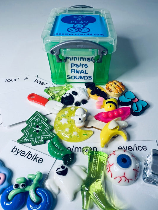 Say and Play Final Consonant Deletion Mini Objects Kit Minimal Pairs Phonological No Final Sound to Word with the Final Sound CV to CVC - Speech and Smile