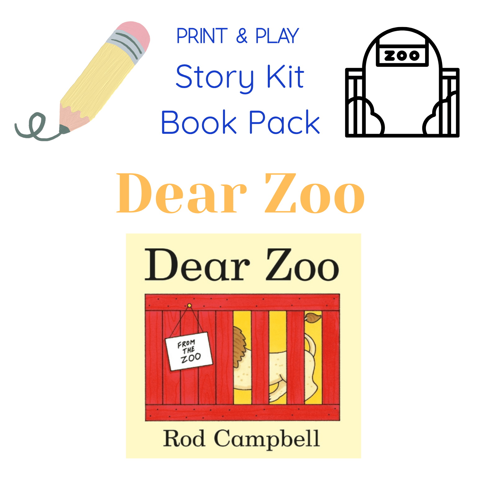 Say and Play Story Kit Companion Pack - Dear Zoo PRINTABLE ACTIVITIES Instant Download Book Extension - Speech and Smile