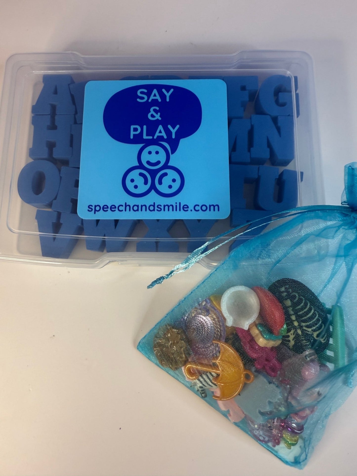 Say & Play Mini Objects™ Alphabet Set Learning Letters and 26 Mini Objects Trinkets - Montessori Alphabet Toy - Early Literacy - Speech and Smile