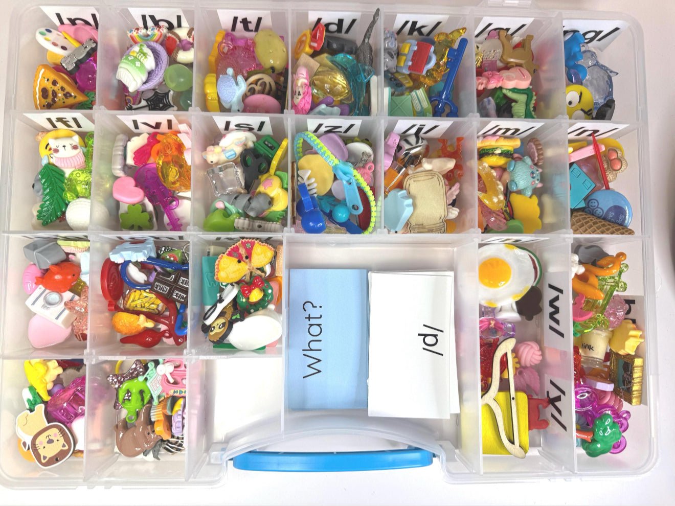 Say & Play Mini Objects Speech Therapy Kit – 300+ Articulation Trinkets, Phonics, Question Cards & Letter Sound Mats SLP Tools - Speech and Smile