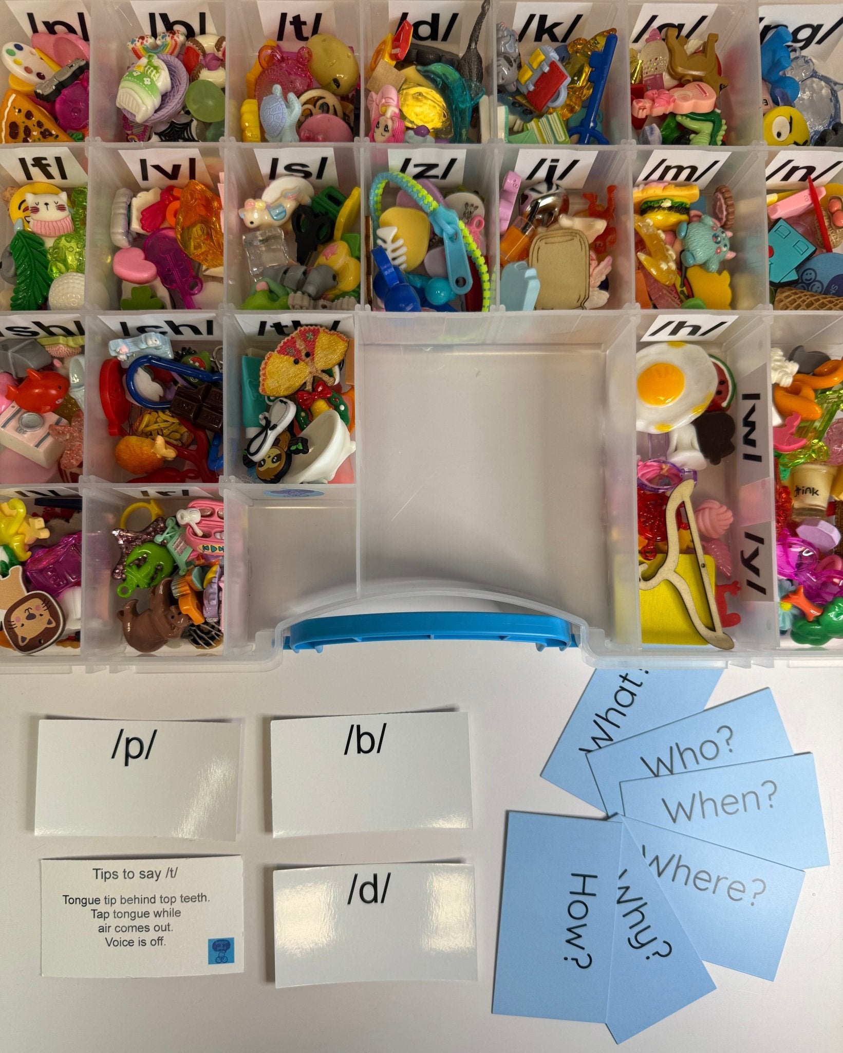 Say & Play Mini Objects Speech Therapy Kit – 300+ Articulation Trinkets, Phonics, Question Cards & Letter Sound Mats SLP Tools - Speech and Smile