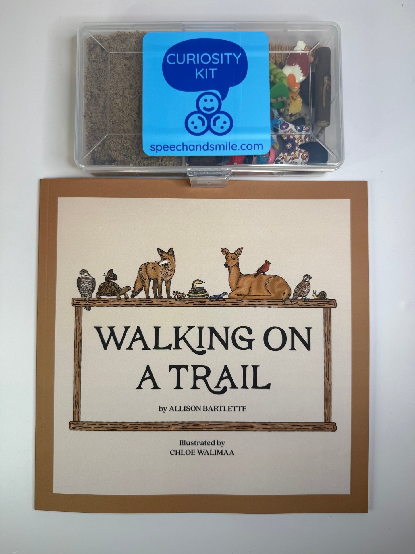 Say & Play Mini Objects Story Kit WITH BOOK Walking on a Trail Story Kit Nature and Animal Mini Objects Kinetic Sand Sensory Play Kit - Speech and Smile