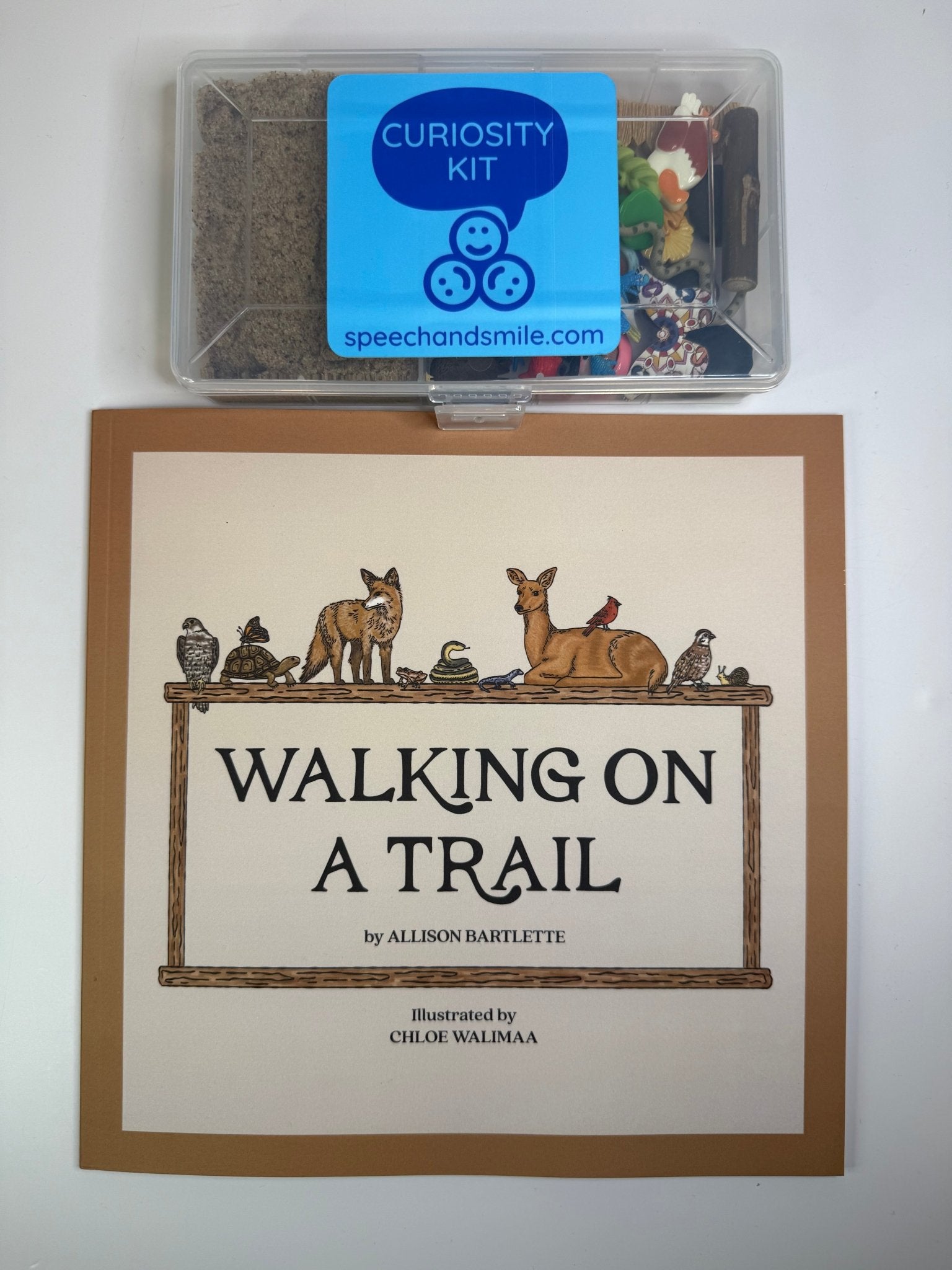 Say & Play Mini Objects Story Kit WITH BOOK Walking on a Trail Story Kit Nature and Animal Mini Objects Kinetic Sand Sensory Play Kit - Speech and Smile
