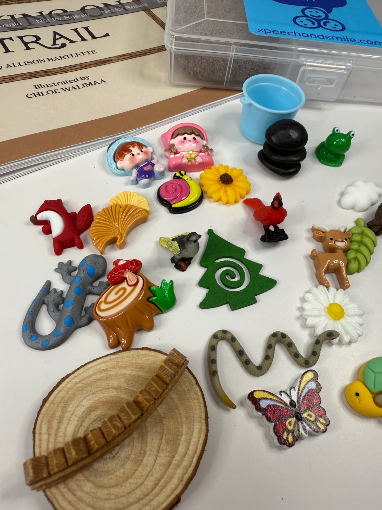 Say & Play Mini Objects Story Kit WITH BOOK Walking on a Trail Story Kit Nature and Animal Mini Objects Kinetic Sand Sensory Play Kit - Speech and Smile