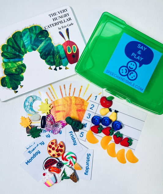 Say & Play Story Kit Very Hungry Caterpillar Mini Objects Speech Therapy Gift for Kids - Speech and Smile