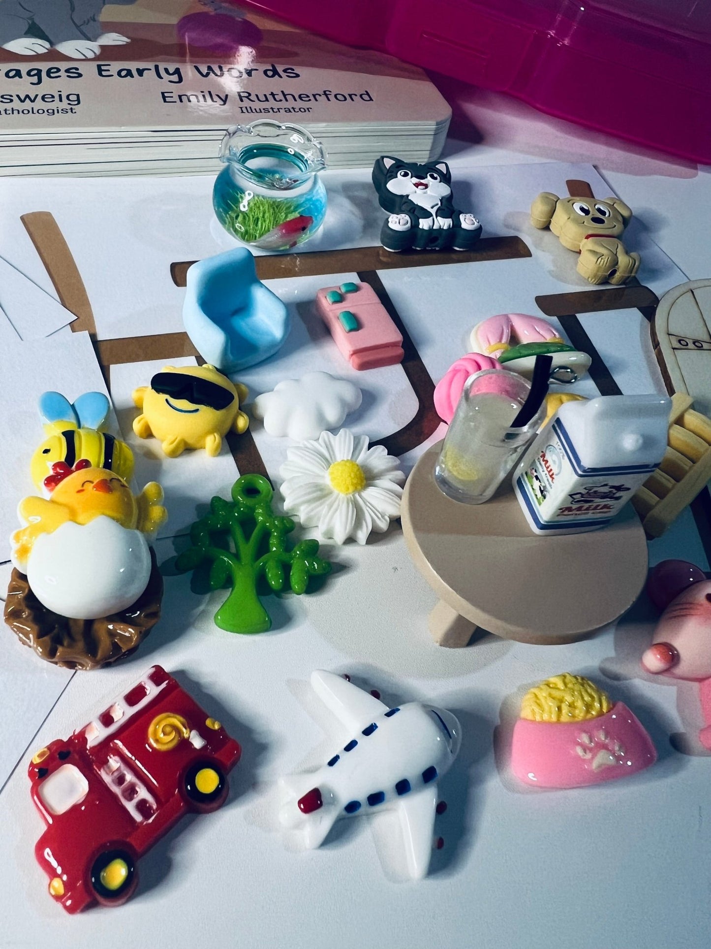 Say & Play Story Kit with Mini Objects – Let’s Go Kitty + Early Sounds Book INCLUDES BOOK - Speech Therapy, Apraxia, Language Learning - Speech and Smile