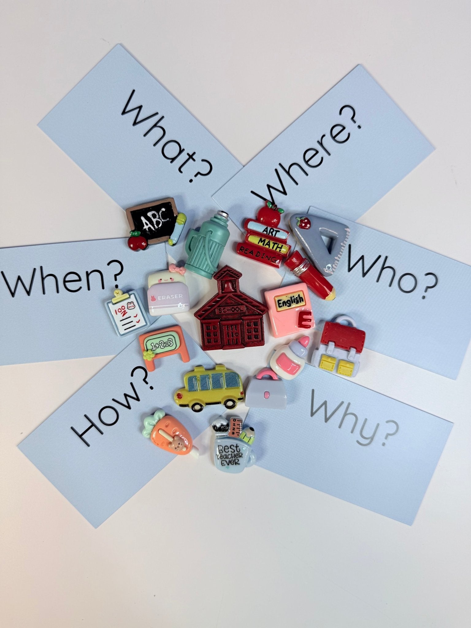 SCHOOL theme Mini Objects with Question Cards - Theme Trinkets Speech Therapy - Speech and Smile