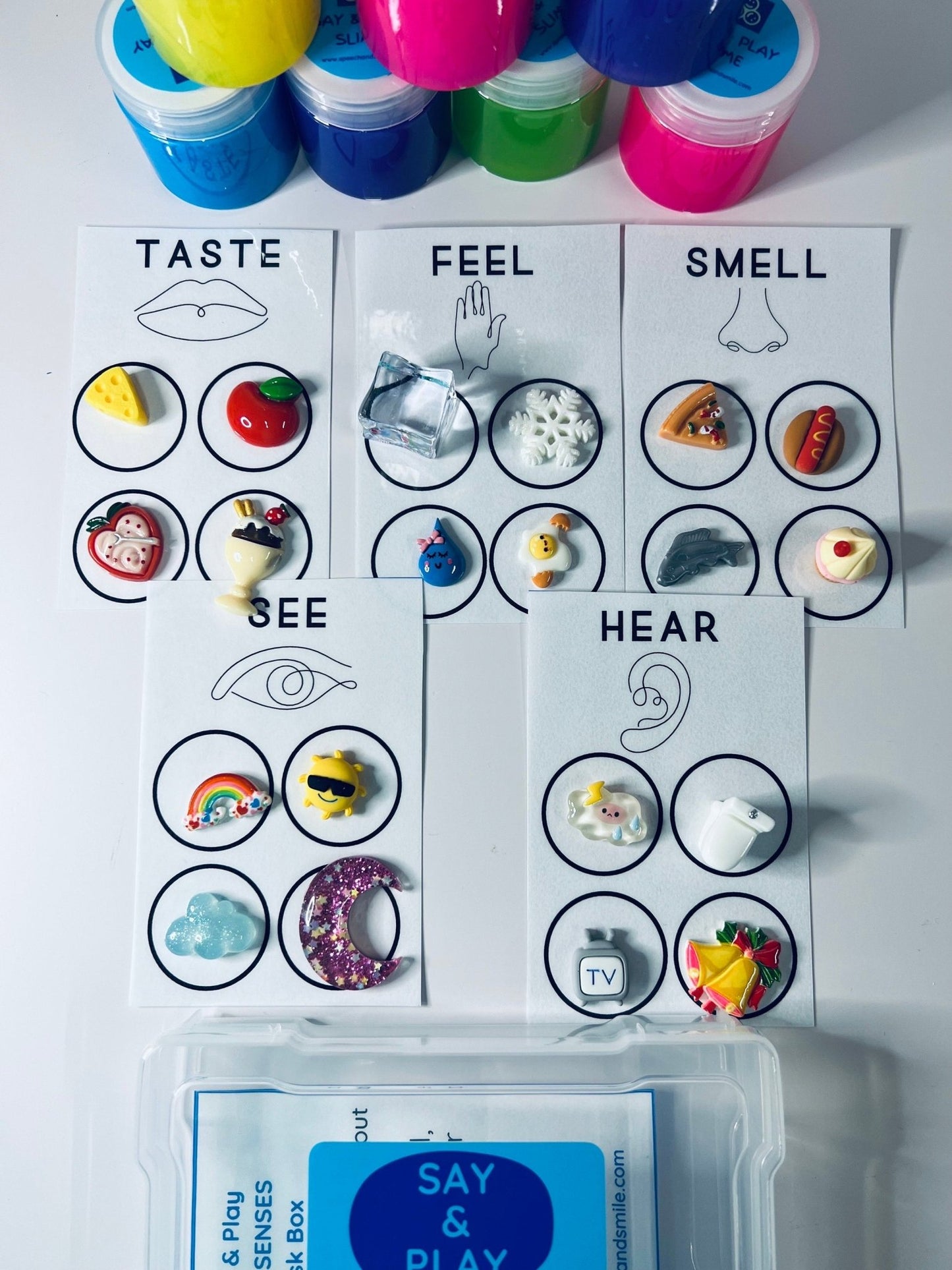 SENSES Task Box with Mini Objects Sort Objects to the Sense Preschool Science Task Box Language Task Box Mini Speech Therapy - Speech and Smile