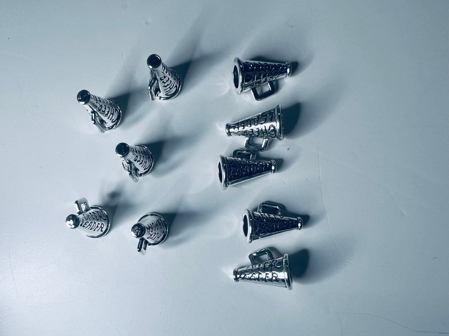 Silver Megaphone Charm - Miniature Megaphone Trinket - Dollhouse Miniature Cheerleader - Sterling Silver Tiny Cheer Megaphone Charm - Mini Objects - Speech and Smile