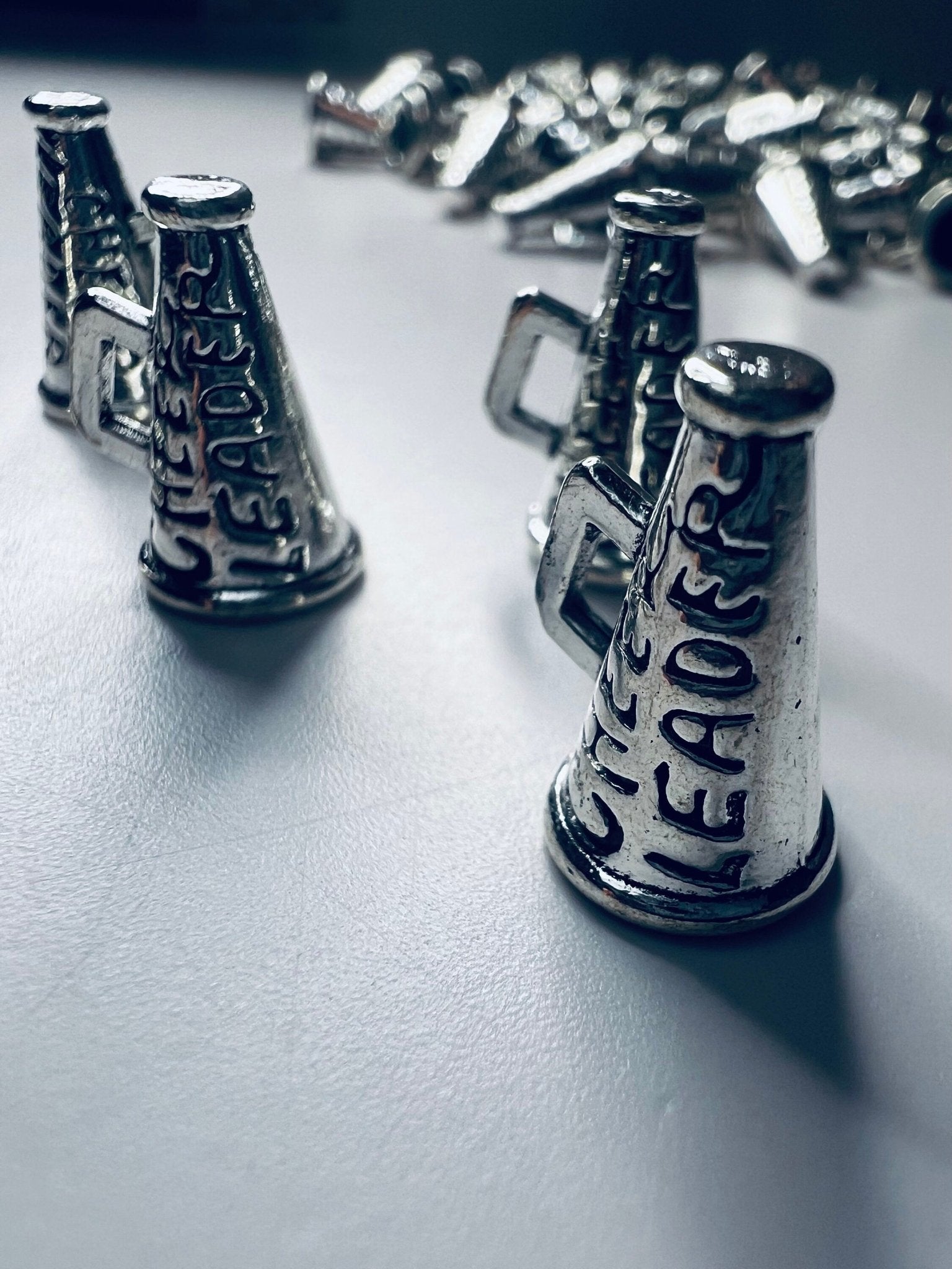 Silver Megaphone Charm - Miniature Megaphone Trinket - Dollhouse Miniature Cheerleader - Sterling Silver Tiny Cheer Megaphone Charm - Mini Objects - Speech and Smile
