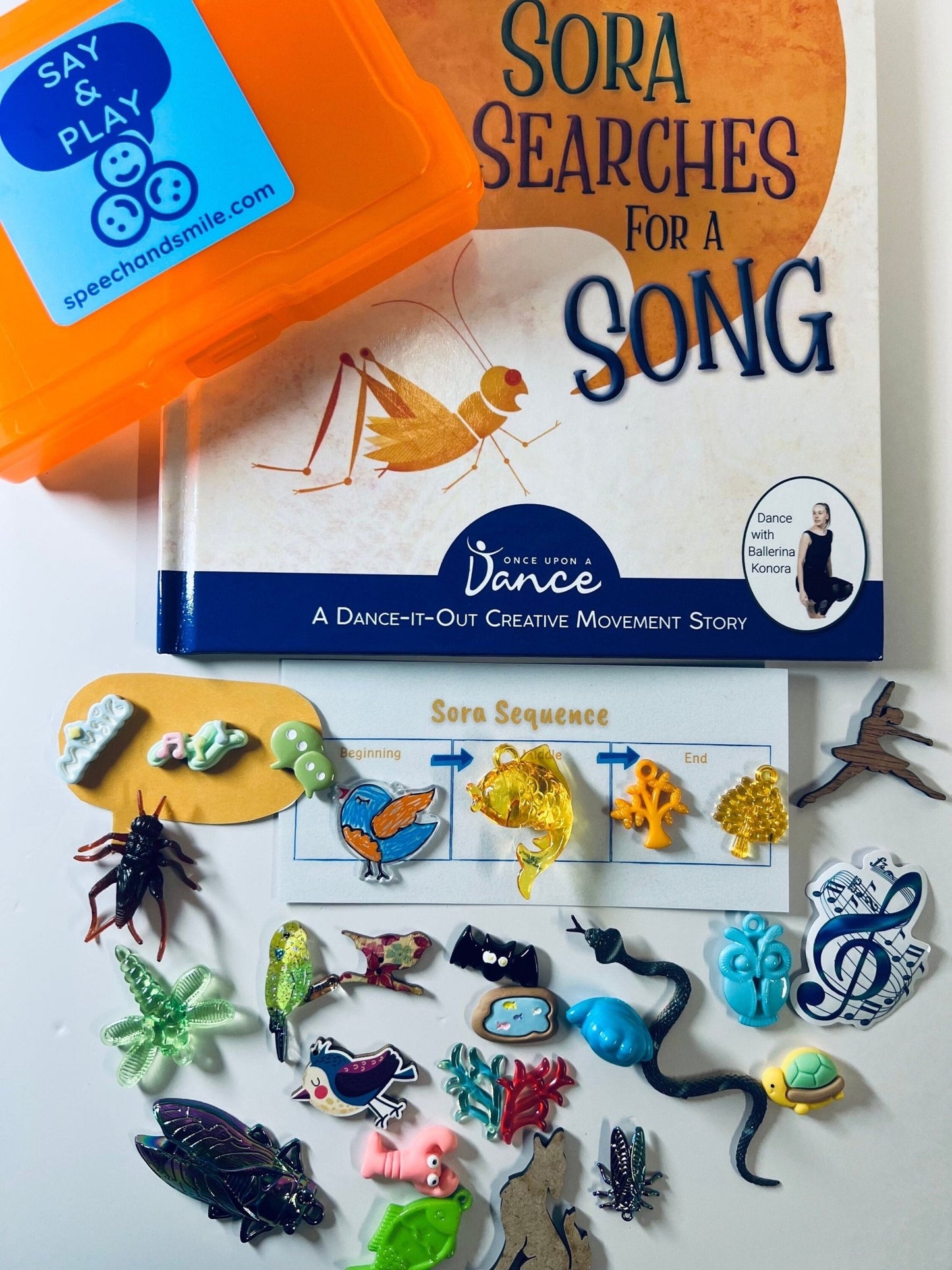 Sora Searches for a Song STORY KIT with MINI OBJECTS – INCLUDES BOOK Story with Movement - Speech and Smile