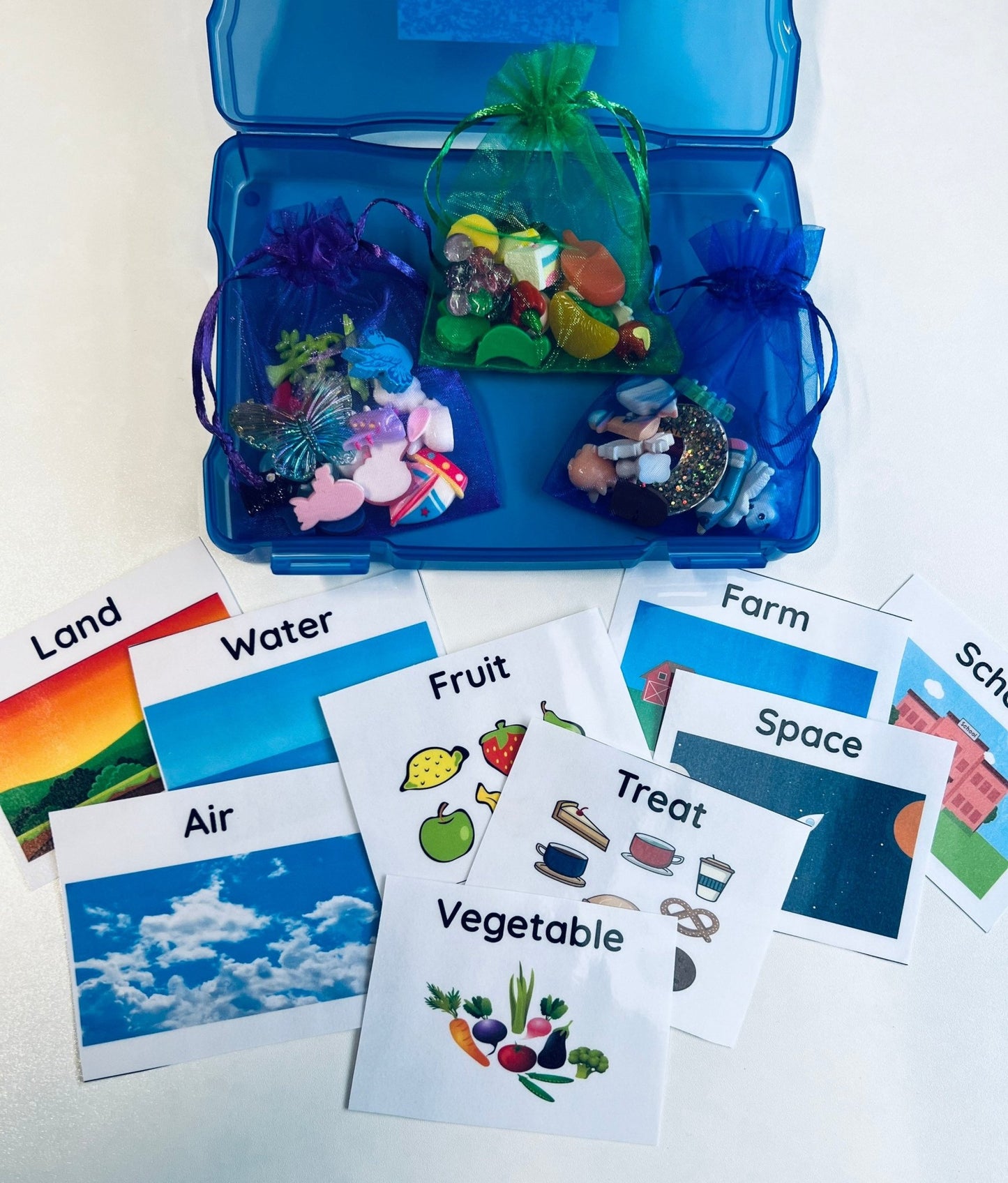 Sorting Kit - Sorting Objects - Preschool Sorting Task Box - Speech Therapy Mini Objects Miniature Trinkets for Categoriies - Doodads - Speech and Smile