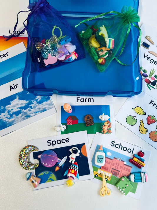 Sorting Kit - Sorting Objects - Preschool Sorting Task Box - Speech Therapy Mini Objects Miniature Trinkets for Categoriies - Doodads - Speech and Smile