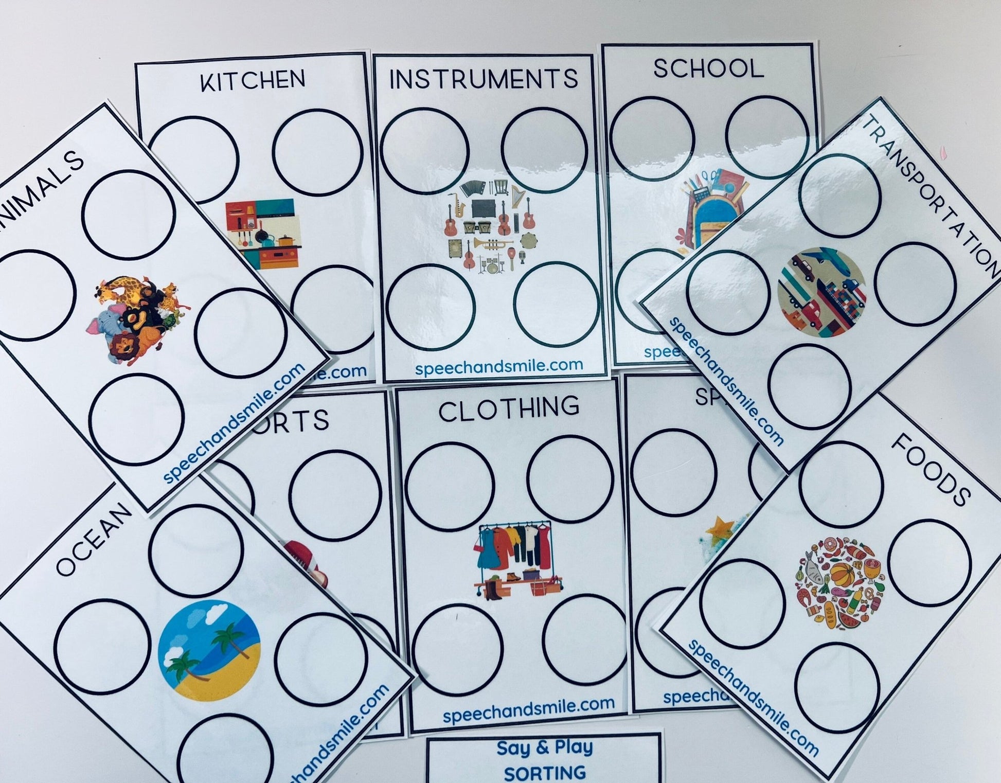 Sorting Mats PRINTABLE - Sorting Mats for Trinkets and Objects - Learn to Sort - Print and Play - Speech and Smile - Speech Therapy Mini Objects - Speech and Smile