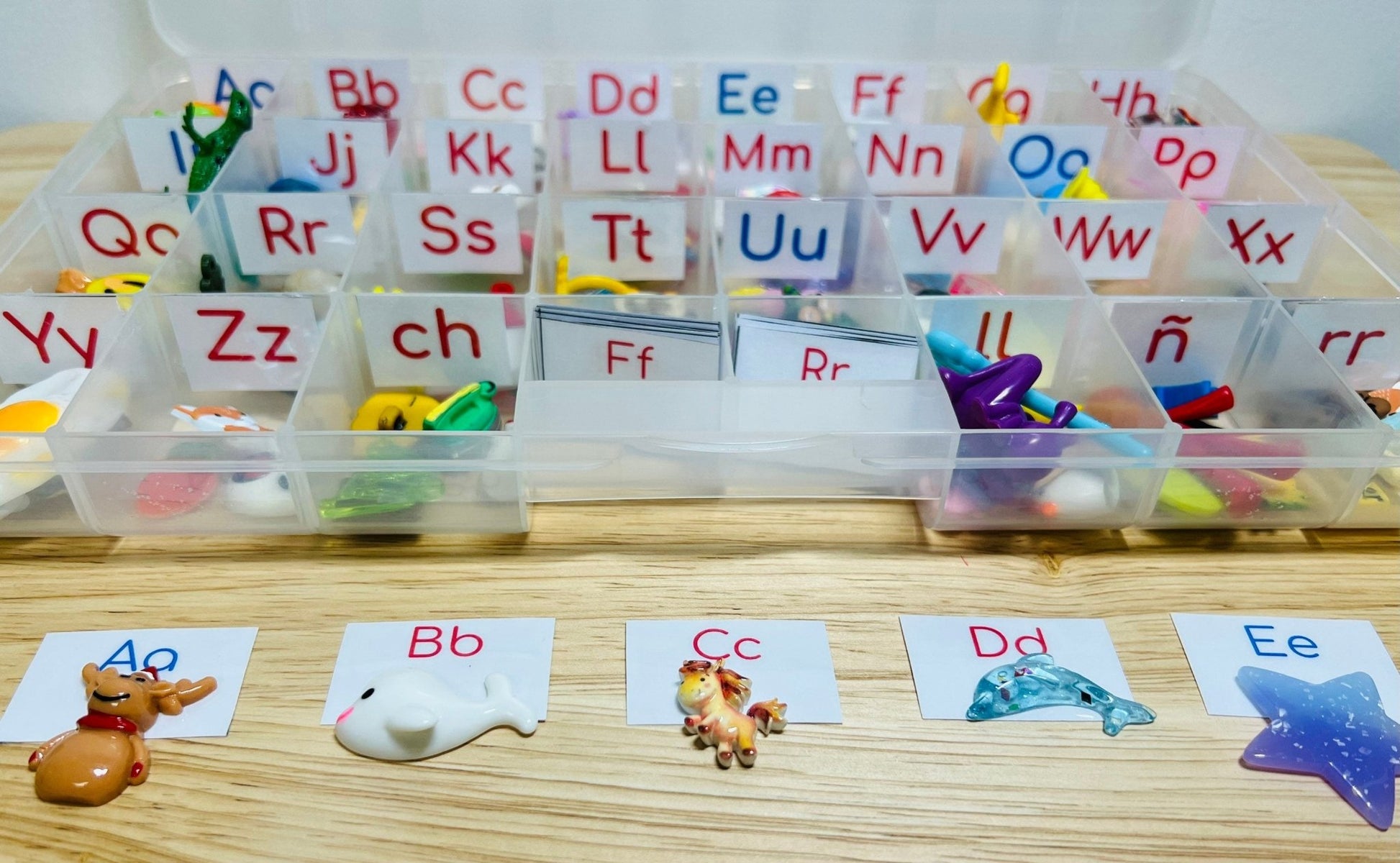 Spanish Alphabet Kit with Mini Objects Montessori Sound Objects Learn Spanish - Speech and Smile