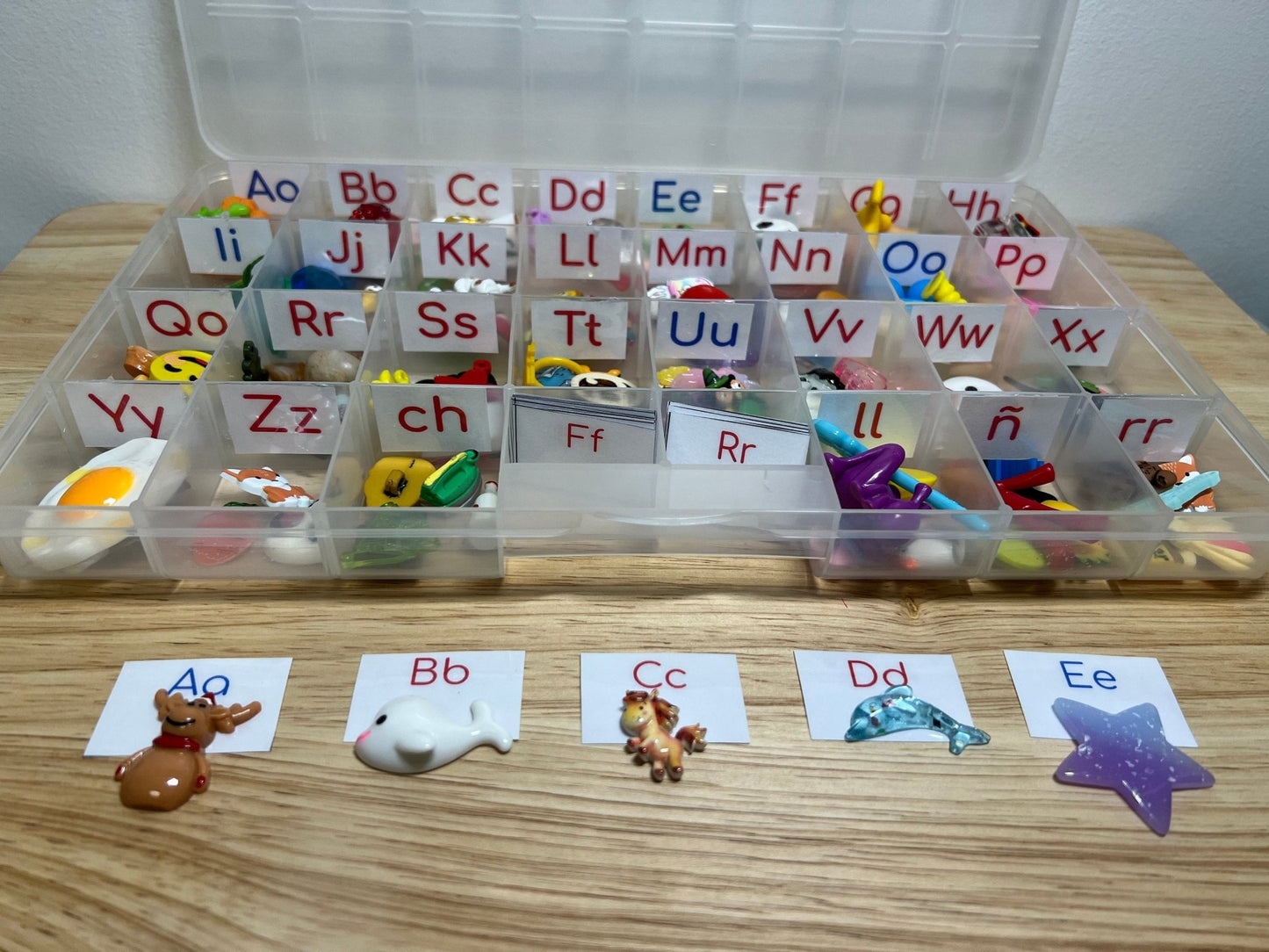 Spanish Alphabet Kit with Mini Objects Montessori Sound Objects Learn Spanish - Speech and Smile