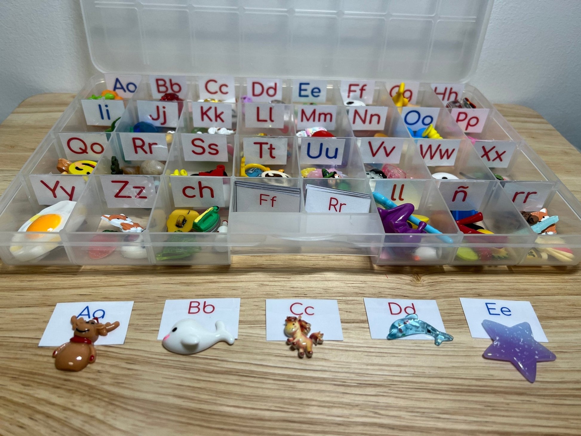 Spanish Alphabet Kit with Mini Objects Montessori Sound Objects Learn Spanish - Speech and Smile