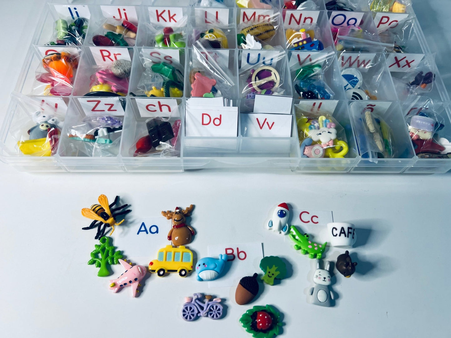 Spanish Alphabet Kit with Mini Objects Montessori Sound Objects Learn Spanish - Speech and Smile