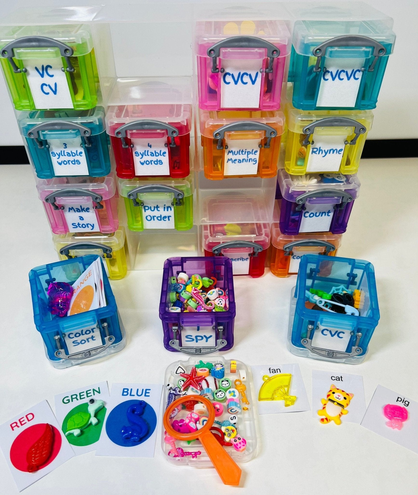 Speech and Language Therapy Activities Mini Objects Set Trinkets in Organizer - Speech Therapy Activities - Minature Objects for slp - Speech and Smile