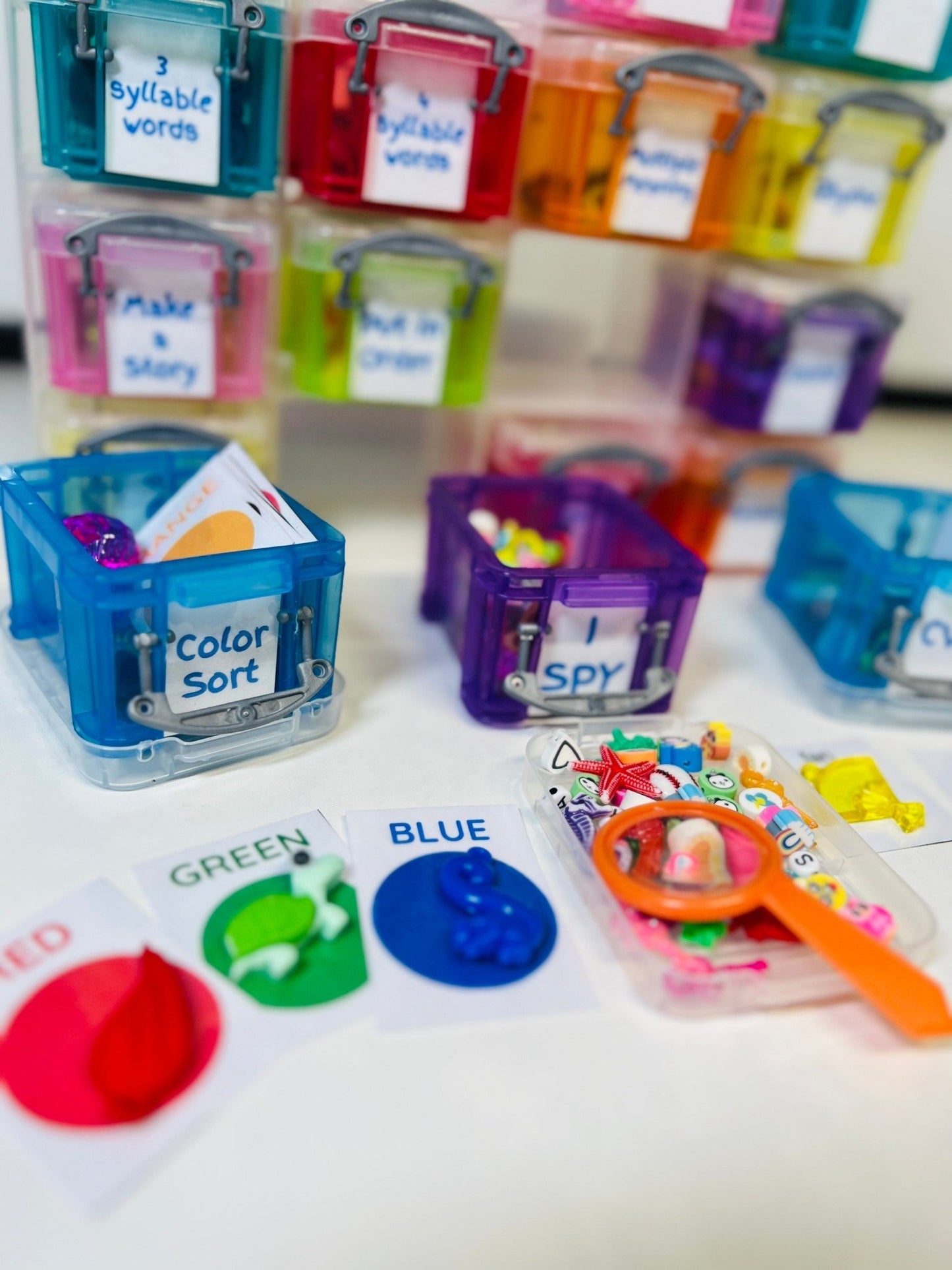Speech and Language Therapy Activities Mini Objects Set Trinkets in Organizer - Speech Therapy Activities - Minature Objects for slp - Speech and Smile