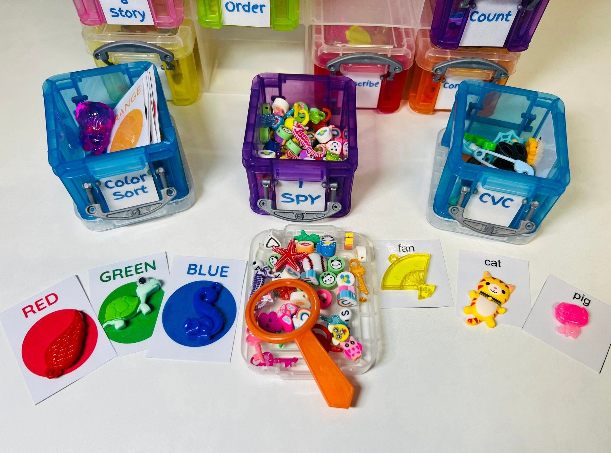 Speech and Language Therapy Activities Mini Objects Set Trinkets in Organizer - Speech Therapy Activities - Minature Objects for slp - Speech and Smile
